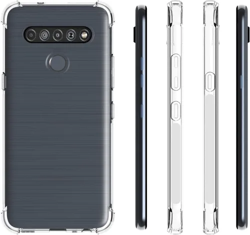 Vista 2 de USTIYA Funda para LG Q61 Caso/K61 Clear TPU Cuatro Esquinas Funda Protectora Transparente Suave Funda