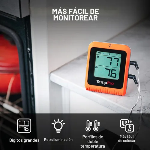 Vista 5 de TempPro TempSync - Termómetro Bluetooth para carne de 650 pies con 2 sondas