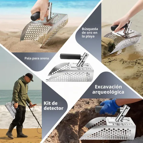 Vista 6 de GADFISH Pala de Arena para Detección de Metales, Pala de Arena para Detectores de Metales de Playa de Servicio Pesado, Herramienta de Detección