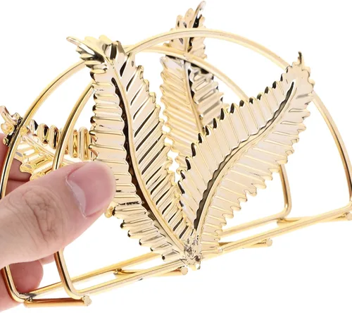 Vista 4 de Metal Napkin Holder with Leaf Design, Iron Decorative Napkin Stand for Kitchen and Dining Table, Gold Tissue Holder for Home and Restaurant Use