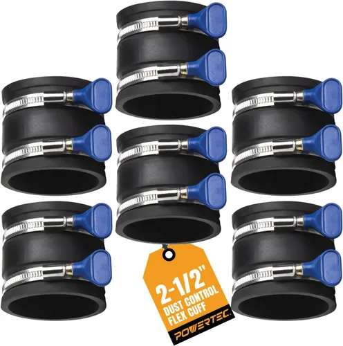 Vista 13 de POWERTEC 70337 Manguito Flexible de Control de Polvo de 2-1/2" con Abrazaderas de Manguera de Llave Ajustable, Acoplador de Manguito de Goma