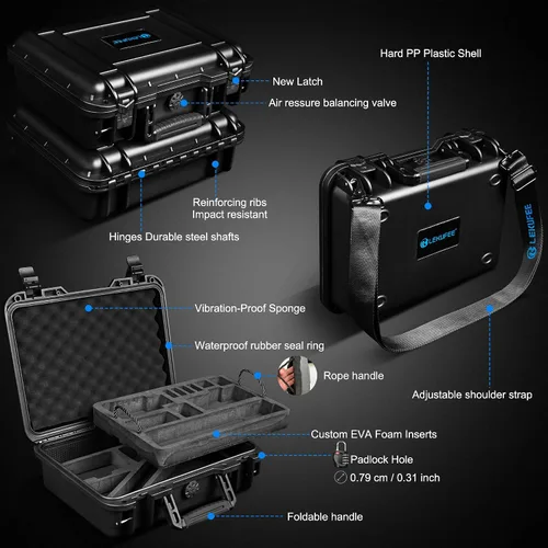 Vista 3 de Lekufee Funda rígida impermeable para cámara DJI Osmo 360, Adventure Combo, batería (7 unidades), DJI Mic 3/2/Mic Mini y accesorios (solo funda)
