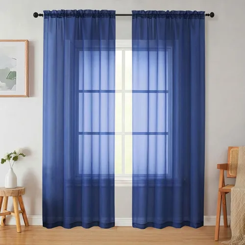 Vista 118 de 2 paneles de cortinas traslúcidas blancas para dormitorio, sala de estar, 96 pulgadas de largo, modernas, suaves, ligeras, con bolsillo para barra