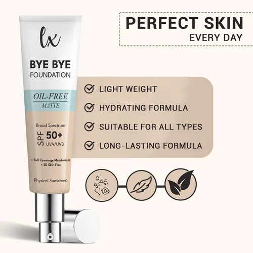 Vista 6 de Lx Blend Bye Bye Foundation Crema hidratante de cobertura mate sin aceite con SPF 50 (LIGHT) 1 FL OZ