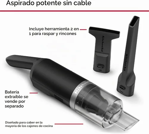 Vista 3 de Aspiradora de cocina inalámbrica KitchenAid Go™ - Batería vendida por separado, KKVR100, Negro mate Cordless, Sleek and Compact Design, 2-in-1