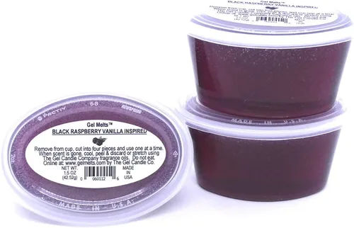 Vista 2 de Paquete de 3 unidades de cera de gel Melts de larga duración con aroma inspirado en vainilla de frambuesa negra para calentadores y quemadores