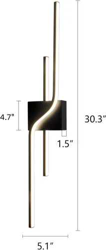 Vista 4 de Apliques de pared LED modernos, iluminación de pared interior negra para sala de estar, accesorios de tocador de baño de 30 pulgadas, lámpara
