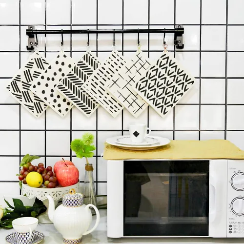 Vista 6 de Morigins Paños de cocina suecos para cocina, paquete de 6 paños de cocina suecos minimalistas negros, paños de esponja de celulosa, toallas de papel