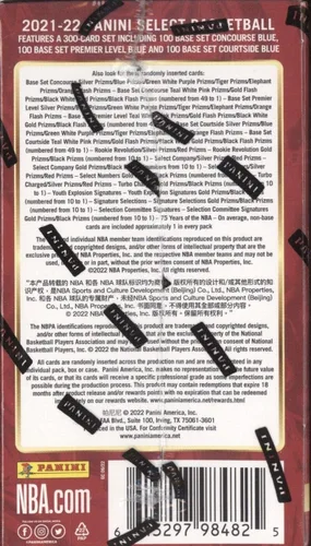 Vista 2 de Panini Select 2021-22 - Caja de lanzador sellada de fábrica de baloncesto (6 paquetes/4 tarjetas)