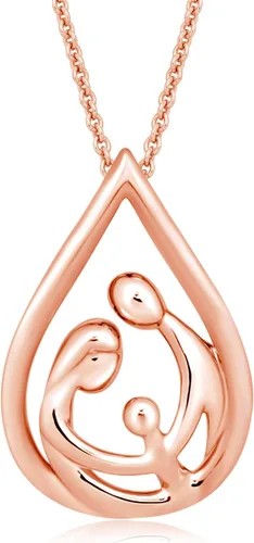Vista 8 de Jewelili - Collar con colgante de plata de ley o oro rosa o amarillo sobre plata, cadena de eslabones de 18 pulgadas