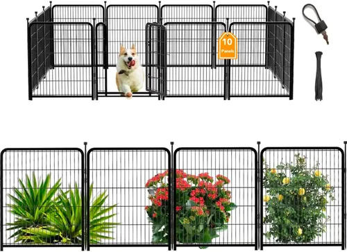 Vista 21 de Getlay Corralito para perros de 24 pulgadas de alto, 16 paneles de valla para perros al aire libre para patio. Corralito de metal resistente