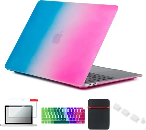 Vista 45 de Pack 5 en 1 de carcasa para MacBook Air, de Se7enline, de plástico duro, tacto suave, con protector de teclado de silicón, protector de pantalla