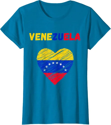 Vista 95 de Camiseta con la bandera venezolana con corazón de Venezuela, Negro