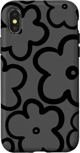 Vista 5 de Cute Flower Pattern Wildflower Charcoal Grey Black Floral Case for iPhone 17