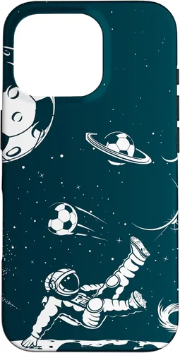 Vista 20 de Funda para iPhone 16 para teléfono de fútbol, amante del fútbol, jugador de fútbol espacial, funda de astronauta