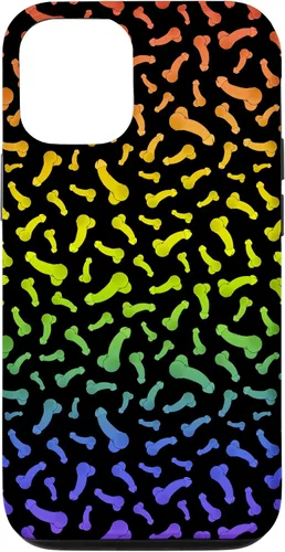 Vista 28 de Funda negra con diseño de pene o polla arcoíris para iPhone 17