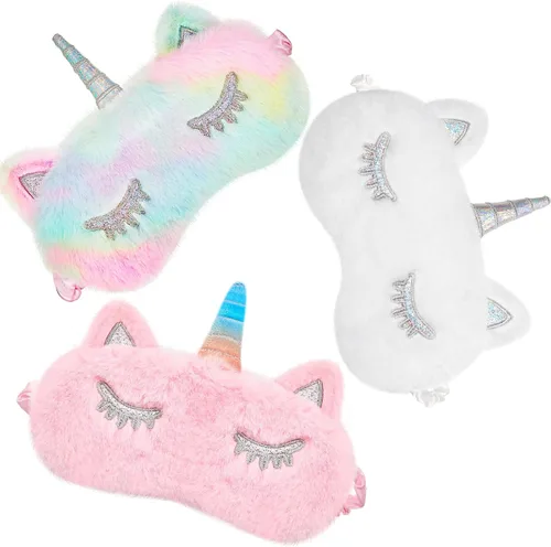 Vista 8 de Geyoga 3 piezas de antifaz de sueño para niños, niñas, cubierta suave para los ojos para dormir, cubierta de ojos para los ojos para niños Colorido