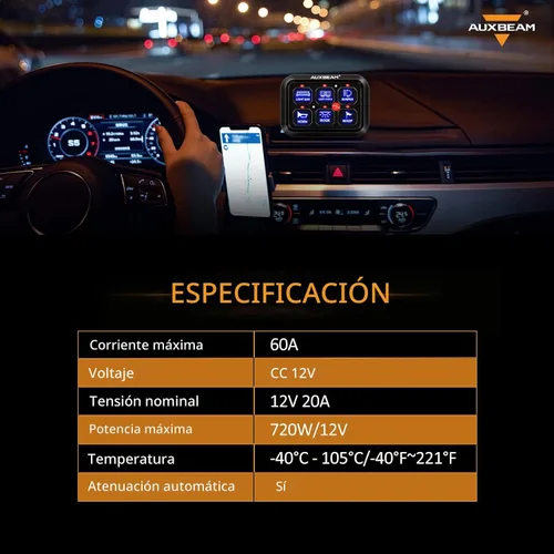 Vista 8 de Auxbeam Panel de interruptor de 6 bandas BC60, caja de sistema de relé de control de circuito universal con interruptor LED de encendido y apagado