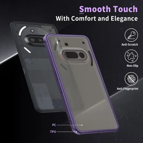 Vista 3 de Funda para Nothing Phone (3a), parte trasera de policarbonato duro mate translúcido y funda protectora de TPU suave con protección a prueba