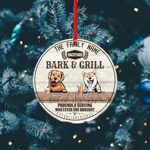 Vista 6 de SILYHEART Christmas Acrylic Ornaments Golden Retriever & Shiba Inu Christmas Sublimation Ornaments Family Dog Name Funny Dogs Live Here Car Hanging