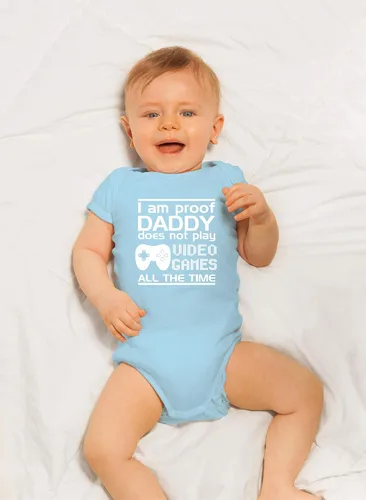 Vista 29 de CBTwear Proof Daddy Does Not Play Video Games All the Time – Ropa de bebé – Divertido body para recién nacido para niños y niñas