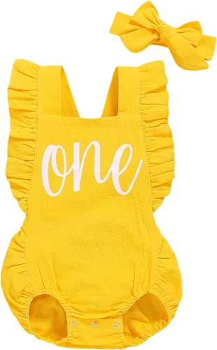 Vista 15 de Shalofer Traje de primer cumpleaños para bebé niña con diadema