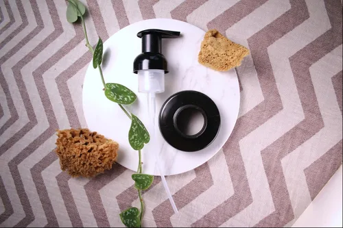 Vista 5 de Jarmazing Products Mason Jar - Tapas dispensadoras de jabón espumoso, incluye calcomanías impermeables, color negro, 1 paquete