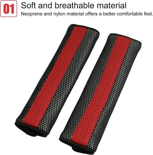 Vista 2 de uxcell® Motor - Almohadillas protectoras desmontables para cinturón de seguridad, color rojo/negro, 1 par