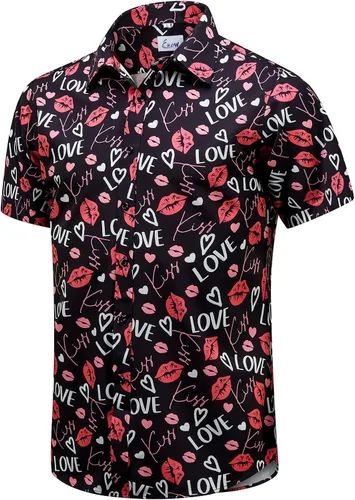 Vista 38 de EUOW - Camisas hawaianas para hombre de manga corta con botones, estampadas para la playa y el verano