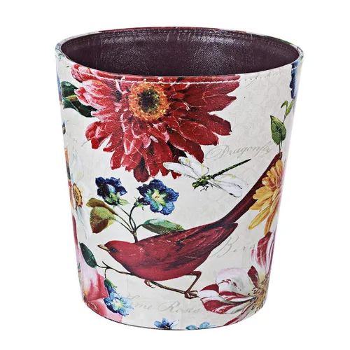 Vista 2 de Cubo de basura de cuero, cesta de basura decorativa retro, canasta de papel pequeña de capacidad de 10 L, bote de basura impermeable para baño