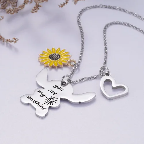 Vista 5 de Ralukiia - Collar con la frase "Ohana mean family", llavero con forma de Stitch, regalos de joyería para niños y niñas