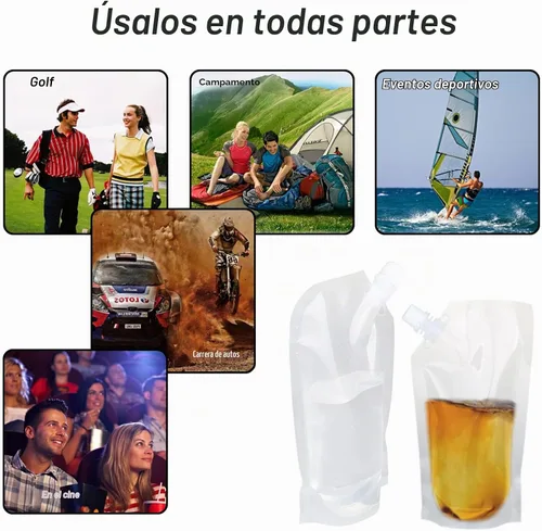 Vista 9 de 20 frascos de licor para crucero, bolsas reutilizables para viajes, botellas de plástico con embudo (8 onzas)