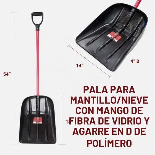 Vista 3 de Bully Tools - Pala para mantillo de nieve, fibra de vidrio, agarre en D