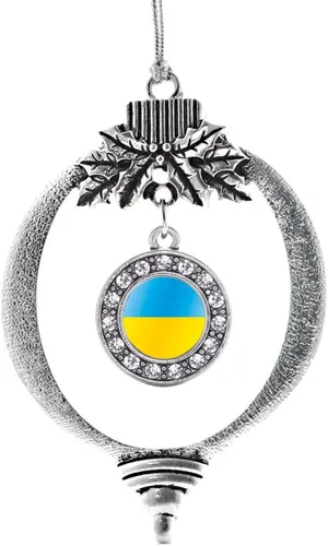Vista 19 de Inspired Silver - Adorno con dije de cara de carlino - Adornos navideños de círculo de plata con joyas de circonita cúbica