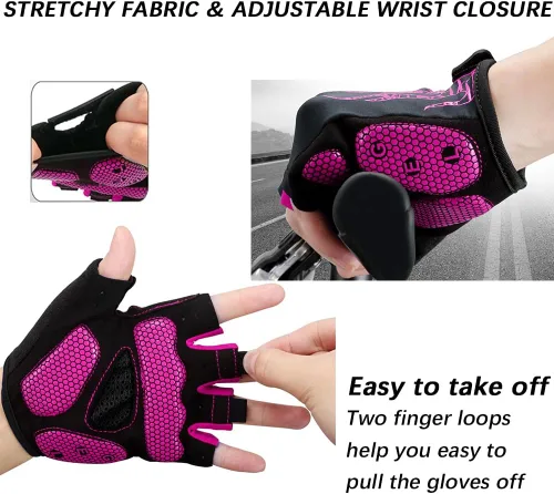 Vista 4 de MOREOK - Guantes para bicicleta de montaña (MTB) y ciclismo de descenso (DH), para hombres, de medio dedo, con almohadilla de gel que absorbe