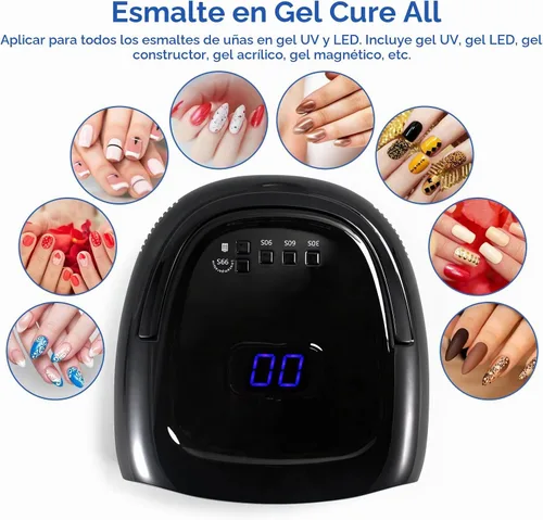 Vista 7 de Luz UV inalámbrica portátil profesional recargable de 60 W UV LED para máquina de lámpara de uñas con parte inferior de acero inoxidable extraíble