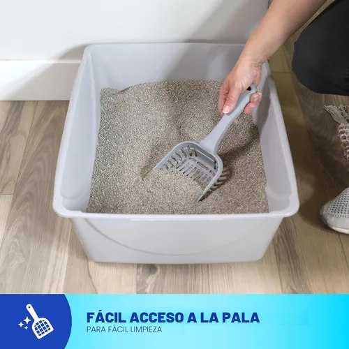Vista 7 de Petmate Bandeja de arena, azul/gris, pequeña, fabricada en Estados Unidos