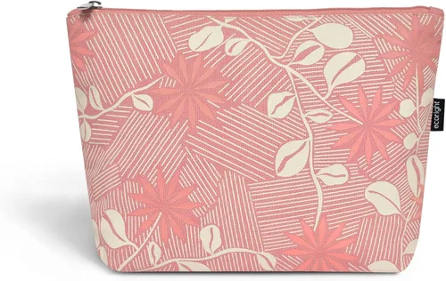 Vista 12 de Eco Right Bolsa de cosméticos de lona: bolsa de maquillaje de viaje para mujeres y niñas, organizador de monedero con cremallera, elegante estética
