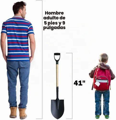Vista 3 de Pala para excavar, pala de jardín resistente con mango en D, mango de madera de punta redonda de 41 pulgadas, ideal para jardinería, paisajismo