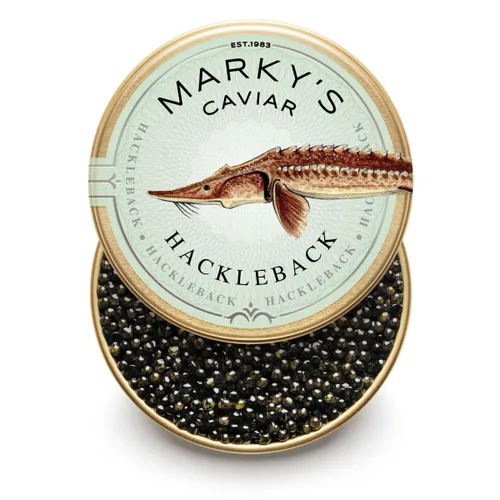 Vista 4 de MARKY'S Juego de regalo de caviar caspio – 1 oz / 28 g (paquete de 3) x Beluga Hybrid Caviar, Privat Stock Almas Osetra, Osetra Royal Amber Caviar
