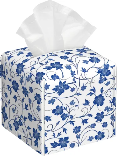 Vista 9 de Caja de pañuelos con diseño floral de amapola marrón con acuarela, diseño de flores abstractas de cuero, soporte decorativo para caja de papel