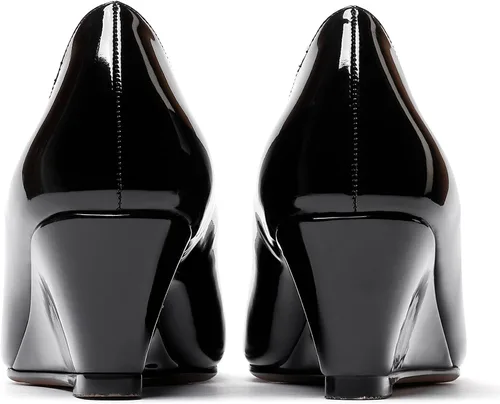 Vista 4 de WAYDERNS Zapatos de tacón bajo con punta cuadrada de charol para mujer, 2 pulgadas
