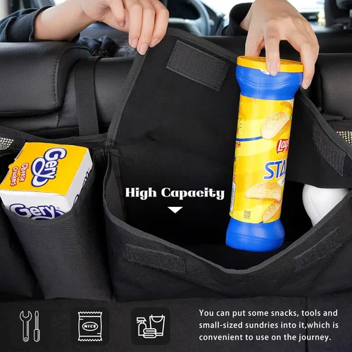 Vista 5 de eing Organizador de maletero de auto y almacenamiento, organizador colgante para asiento trasero para SUV, camioneta, MPV, impermeable, bolsa