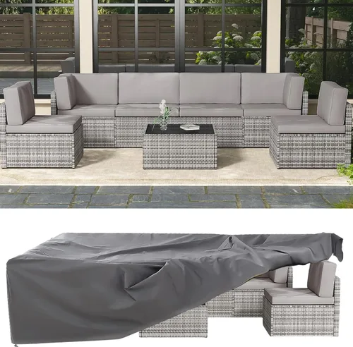 Vista 16 de AECOJOY Juego de muebles de patio al aire libre de 7 piezas, sillas seccionales de conversación al aire libre con mesa auxiliar, patio seccional