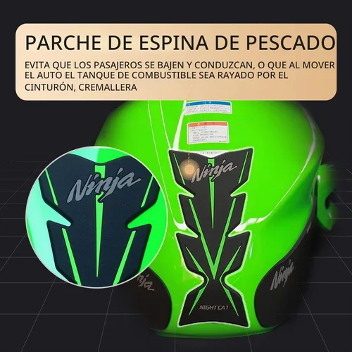 Vista 3 de Kit de almohadillas para tanque de motocicleta Kawasaki Ninja 400 Compatible, protector de tanque de combustible adhesivo para rodilla lateral