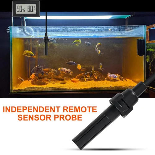 Vista 6 de Mini termómetro digital higrómetro medidor interior con sensor de sonda LCD medidor de temperatura humedad Fahrenheit medidor para incubadora reptil