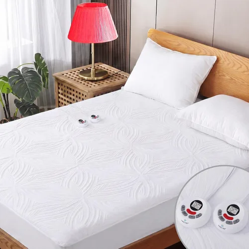Vista 9 de VALUXE Protector de colchón térmico tamaño individual XL, 12 ajustes de calor, calentador de cama eléctrico Quilted Heating Pad, Single Control