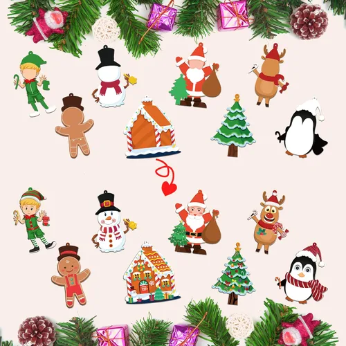 Vista 5 de LINAYE Adornos de Navidad para niños y bebés, 24 piezas. Kit de manualidades para hacer tu propio adorno de Navidad. Ideal para bolsas de regalo
