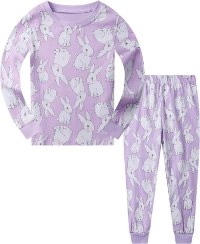 Vista 21 de Popshion Pijamas de sirena para niñas pequeñas, juego de 2 piezas, ropa de dormir 100% algodón, ropa para niños, pijamas estilo mariquita
