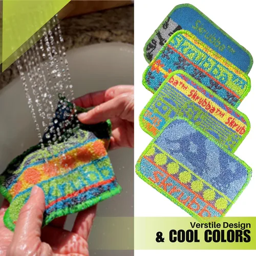 Vista 6 de Wet-it! Skrubba 3-Pack Reusable Dish Scrubbers – Non-Scratch Scouring Pads for Kitchen & Household – Eco-Friendly, Dishwasher Safe Scrub Sponges for